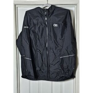 Outdoor Research Helium Rain Jacket Womens 1X Black Packable Diamond Fuse